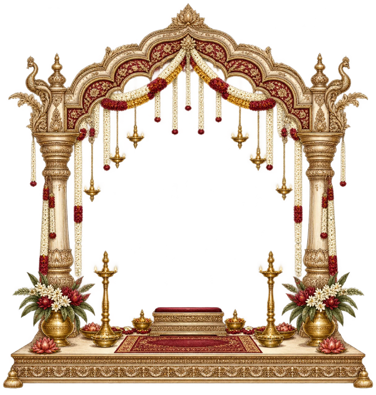 An ornate Hindu wedding mandap